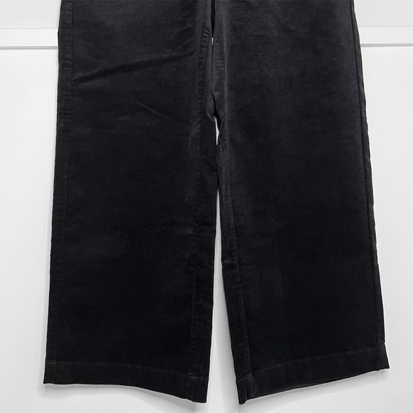 Eileen Fisher Black Organic Cotton Corduroy Wide Leg Ankle Pants - Picture 6 of 11